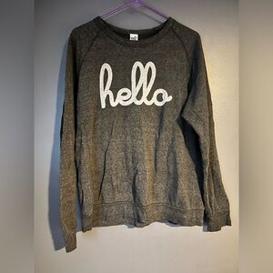 Women's Charcoal 'Hello' Crew Neck Sweater